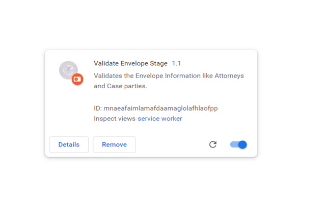 Validate Envelope Stage  from Chrome web store to be run with OffiDocs Chromium online