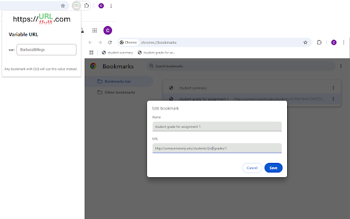 VariabURL  from Chrome web store to be run with OffiDocs Chromium online