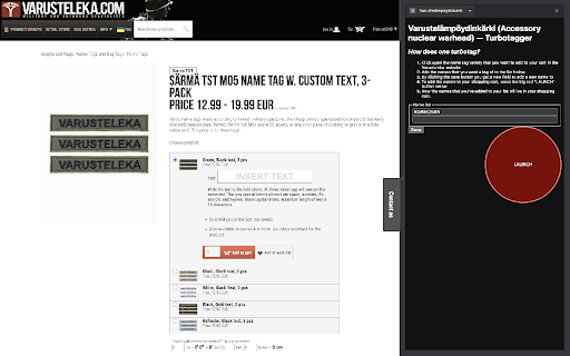 Varustelämpöydinkärki  from Chrome web store to be run with OffiDocs Chromium online