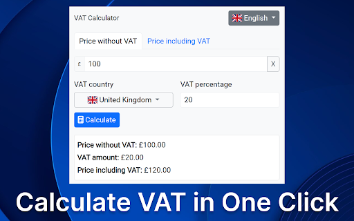 VAT calculator  from Chrome web store to be run with OffiDocs Chromium online