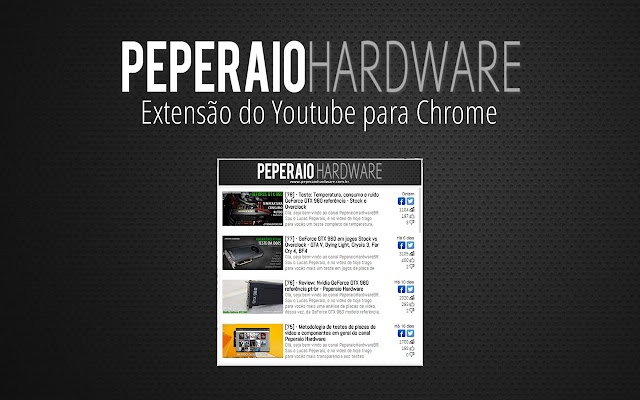 Vídeos PeperaioHardwareBR no Youtube  from Chrome web store to be run with OffiDocs Chromium online