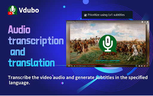 Vdubo Video dubbing online  from Chrome web store to be run with OffiDocs Chromium online