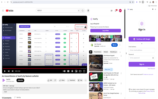 VeeFly YouTube Chrome Extension  from Chrome web store to be run with OffiDocs Chromium online