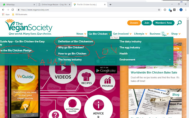 Veganizer  from Chrome web store to be run with OffiDocs Chromium online