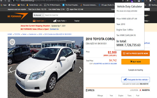 Vehicle Duty Calculator  from Chrome web store to be run with OffiDocs Chromium online
