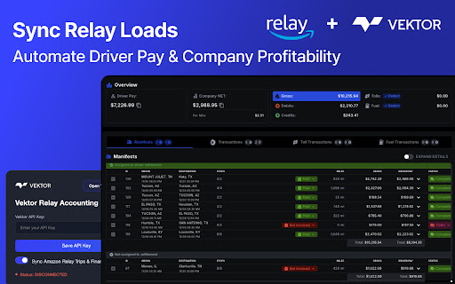 Vektor Relay Accounting  from Chrome web store to be run with OffiDocs Chromium online