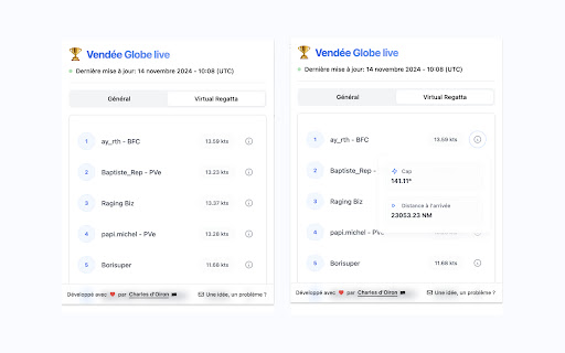 Vendée Globe live  from Chrome web store to be run with OffiDocs Chromium online