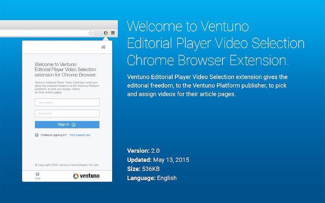 Ventuno Editorial Player Video Selection  from Chrome web store to be run with OffiDocs Chromium online