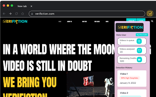 Verifiction: Deepfake Detection, Protection and Authorization  from Chrome web store to be run with OffiDocs Chromium online