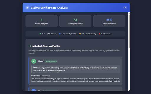 Veritas AI Powered News Verification  from Chrome web store to be run with OffiDocs Chromium online