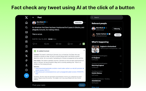 VeriTweets Fact Check Tweets Instantly  from Chrome web store to be run with OffiDocs Chromium online