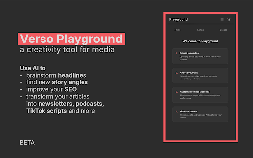 Verso Playground  from Chrome web store to be run with OffiDocs Chromium online