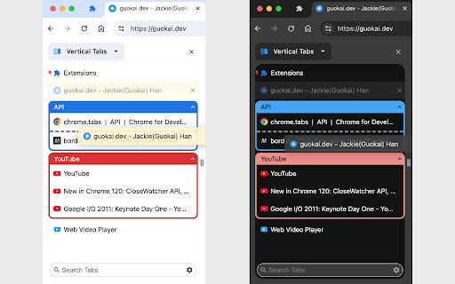 Vertical Tabs in Side Panel  from Chrome web store to be run with OffiDocs Chromium online