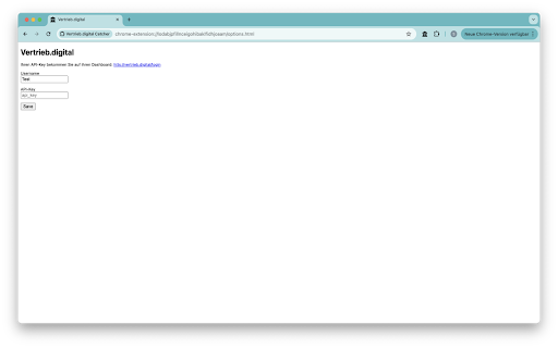 Vertrieb.digital Catcher  from Chrome web store to be run with OffiDocs Chromium online