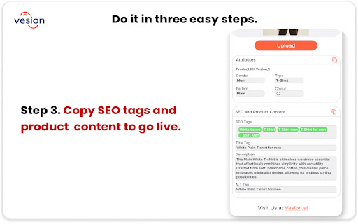 Vesion AI Automated Product Cataloguing  from Chrome web store to be run with OffiDocs Chromium online
