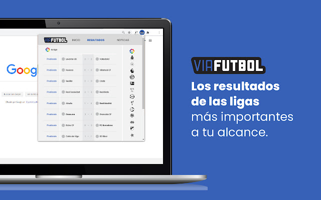 ViaFutbol: resultados y posiciones de fútbol de la tienda web de Chrome se ejecutarán con OffiDocs Chromium en línea