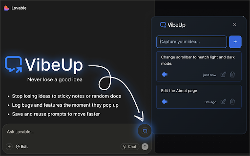 VibeUp  from Chrome web store to be run with OffiDocs Chromium online