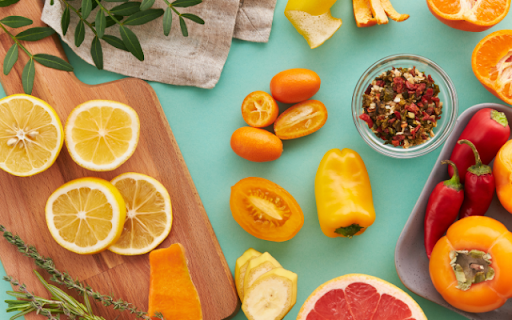 Vibrant Orange Chili, Tomato, and Traditional Herbal Medicine Ingredients  from Chrome web store to be run with OffiDocs Chromium online