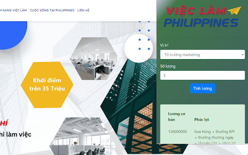 Việc Làm Philippines 24h  from Chrome web store to be run with OffiDocs Chromium online