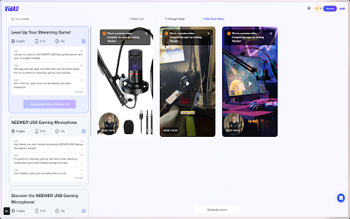 VidAU Video Downloader  Video Ads Creator  from Chrome web store to be run with OffiDocs Chromium online