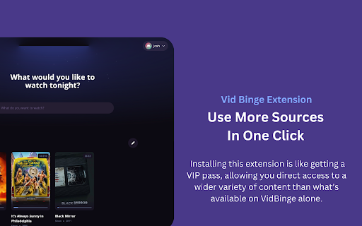 VidBinge Extension  from Chrome web store to be run with OffiDocs Chromium online