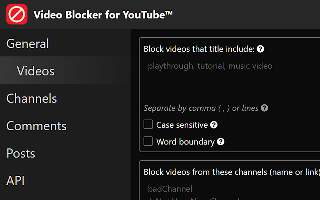 Video Blocker for YouTube™  from Chrome web store to be run with OffiDocs Chromium online