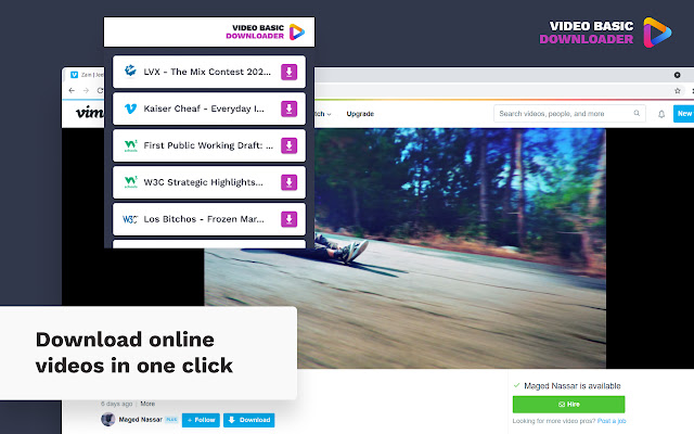 Video Downloader Basic  from Chrome web store to be run with OffiDocs Chromium online