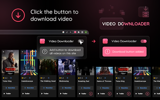 Video Downloader Button  from Chrome web store to be run with OffiDocs Chromium online