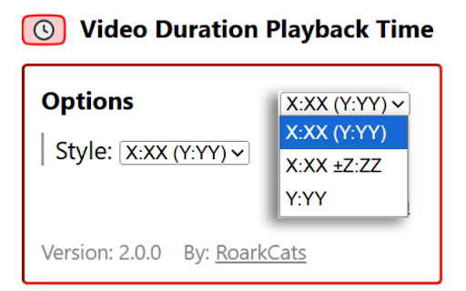 Video Duration Playback Time  from Chrome web store to be run with OffiDocs Chromium online