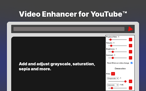 Video Enhancer for YouTube™  from Chrome web store to be run with OffiDocs Chromium online