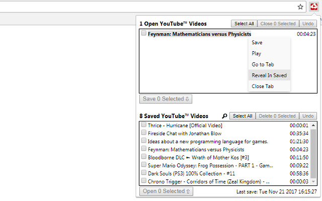 Video Recall for YouTube™  from Chrome web store to be run with OffiDocs Chromium online