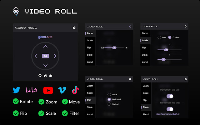 Video Roll  from Chrome web store to be run with OffiDocs Chromium online