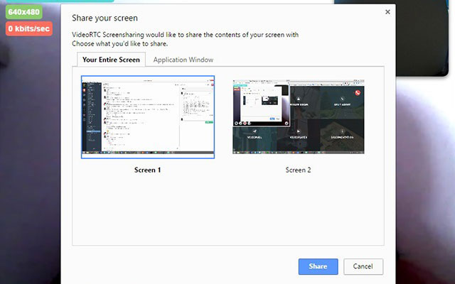 VideoRTC Screensharing mula sa Chrome web store na tatakbo sa OffiDocs Chromium online