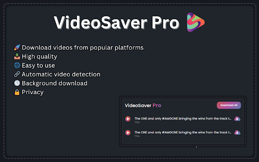 VideoSaver Pro Download Video Online  from Chrome web store to be run with OffiDocs Chromium online
