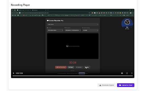 Video Screen Recorder + Webcam Free  from Chrome web store to be run with OffiDocs Chromium online