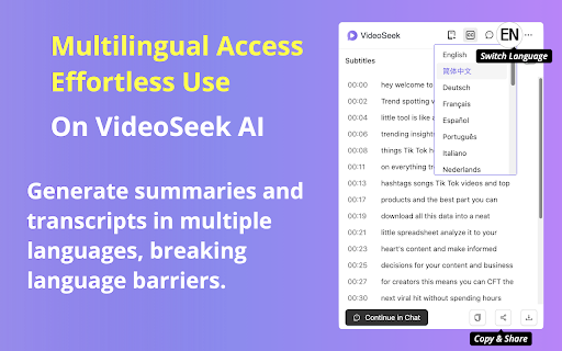 VideoSeek: AI Video Summarizer for YouTube  Transcripts  from Chrome web store to be run with OffiDocs Chromium online