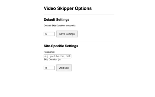 Video Skipper  from Chrome web store to be run with OffiDocs Chromium online