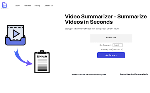 Video Summarizer  from Chrome web store to be run with OffiDocs Chromium online