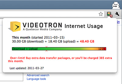 Videotron Internet Usage Monitor  from Chrome web store to be run with OffiDocs Chromium online