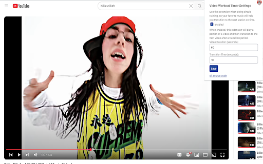 Video Workout Timer  from Chrome web store to be run with OffiDocs Chromium online