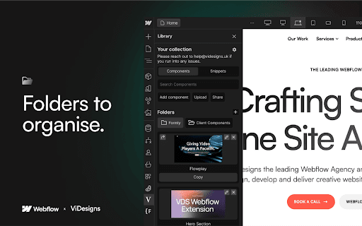 ViDesigns Extension for Webflow  from Chrome web store to be run with OffiDocs Chromium online