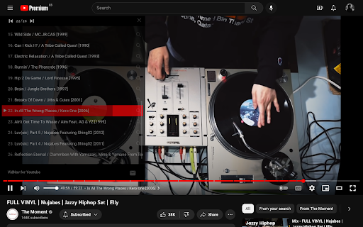 VidNav for Youtube  from Chrome web store to be run with OffiDocs Chromium online