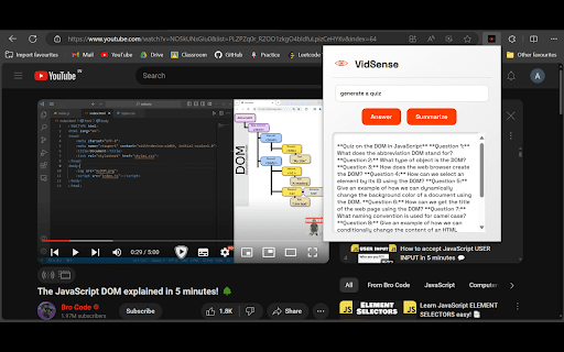 VidSense  from Chrome web store to be run with OffiDocs Chromium online