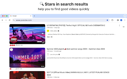 VidStar : Star Rating for Youtube Videos  from Chrome web store to be run with OffiDocs Chromium online