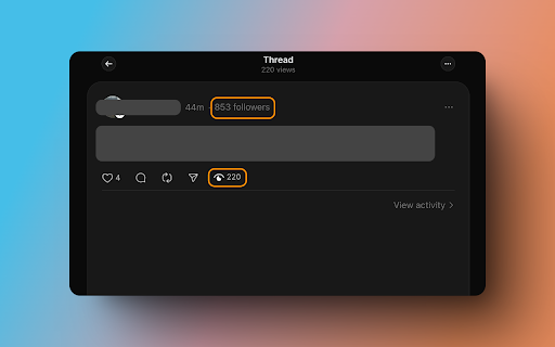 View Counts and Followers on Threads feed  from Chrome web store to be run with OffiDocs Chromium online