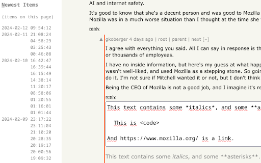 ViHN: Vim for Hacker News  from Chrome web store to be run with OffiDocs Chromium online