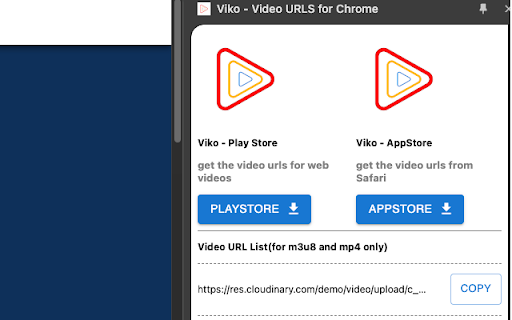 Viko Video URLS for Chrome  from Chrome web store to be run with OffiDocs Chromium online