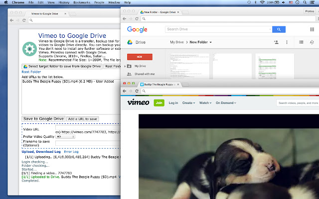 Vimeo™ to Google Drive  from Chrome web store to be run with OffiDocs Chromium online