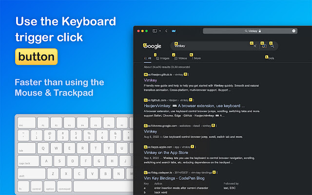 Vimkey  from Chrome web store to be run with OffiDocs Chromium online