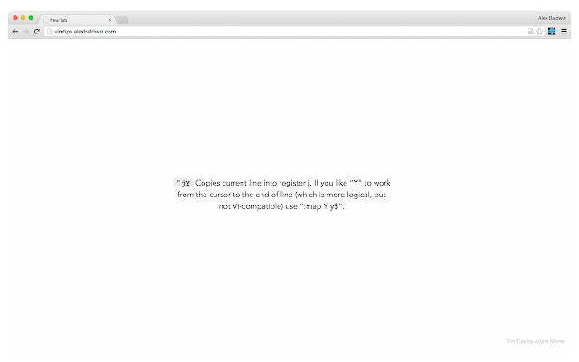 Vim Tips New Tab Replacement  from Chrome web store to be run with OffiDocs Chromium online